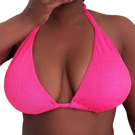 Audhol Bikini Tops for Women Plus Size Bikini Top Hot Pink 3XL