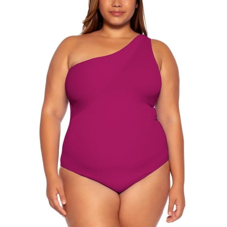 BECCA ETC Women’s Plus Size One-Piece Swimsuit Purple 1X New