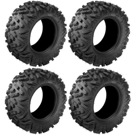 Roadstar 4 Pack 6PR All Terrain ATV UTV Tires, 25×8-12 Front & 25×10-12 Rear, Tubeless