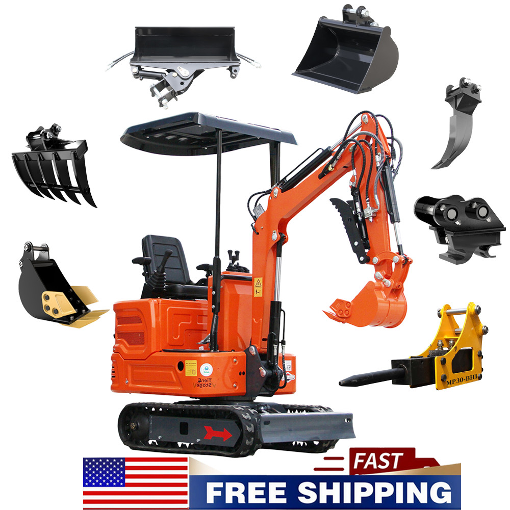 1 Ton Mini Excavator 13.5HP B&S Engine + Multi-Type Attachments FREE SHIPPING