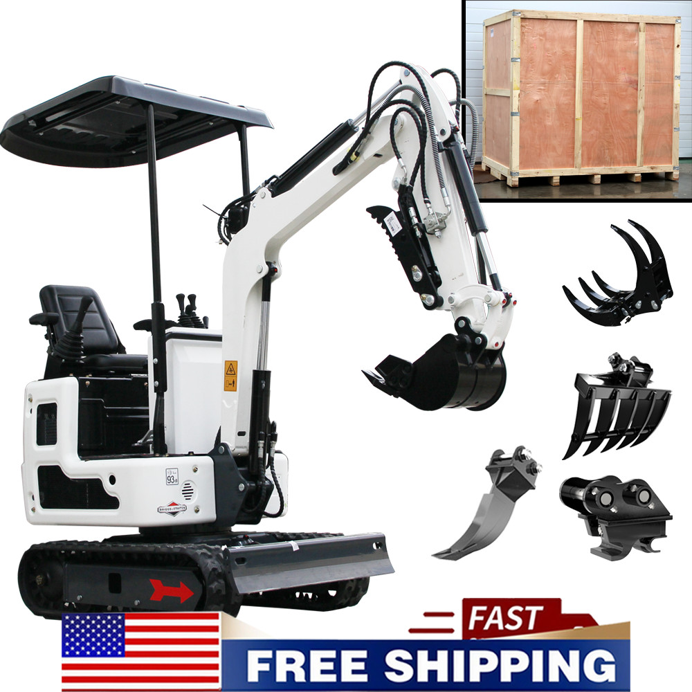 1 Ton Mini Excavator B&S 13.5HP Engine Track Digger Half Assembled +4 Attachment