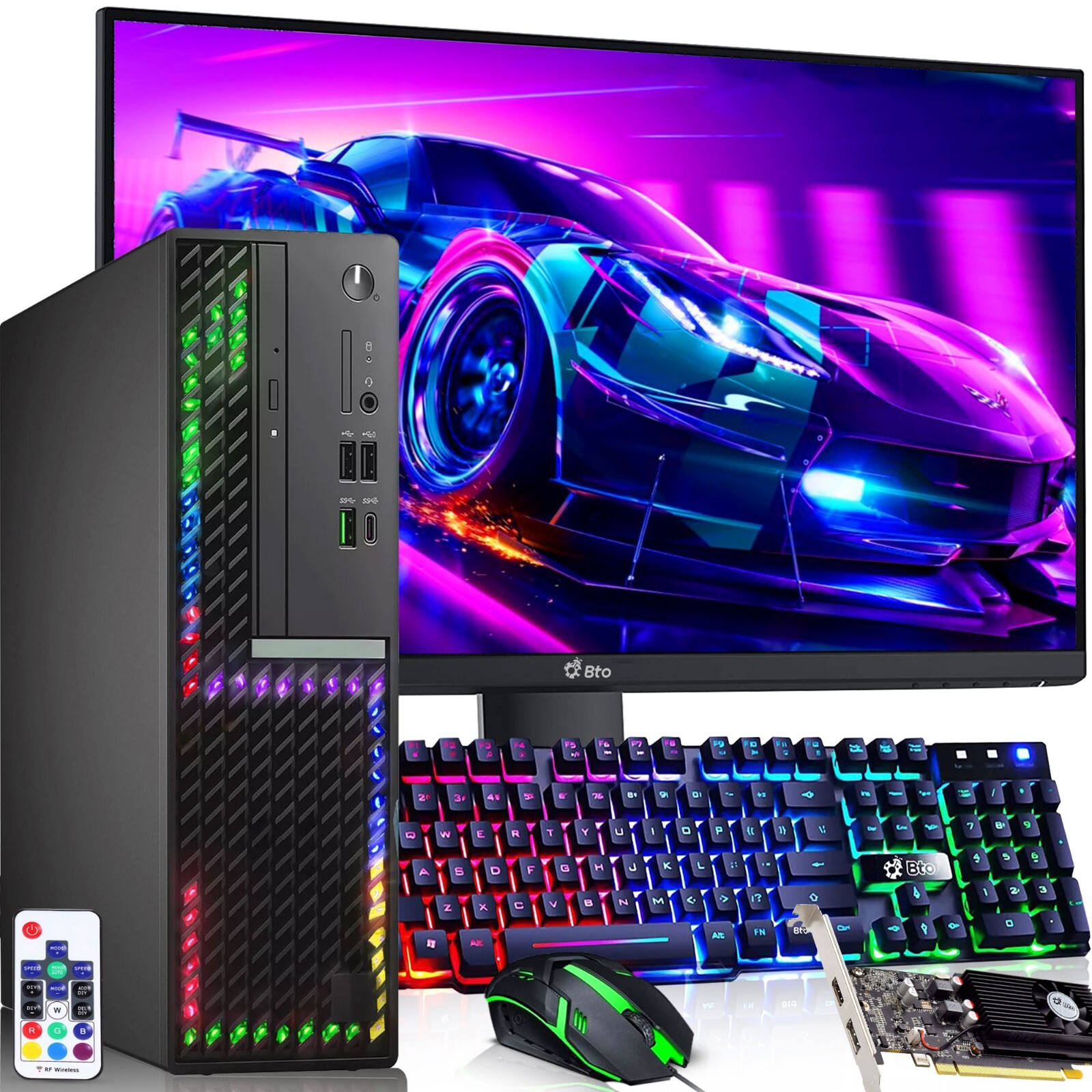 Dell RGB Gaming Desktop Intel i5-10500 16GB 512GB SSD NVIDIA 1050, 24″ M ,Win 11