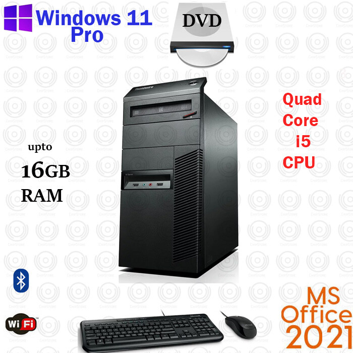 WINDOWS 11 PC Lenevo i5 3.1 GHZ 16GB Desktop Computer DVD USB-C 2TB SSD
