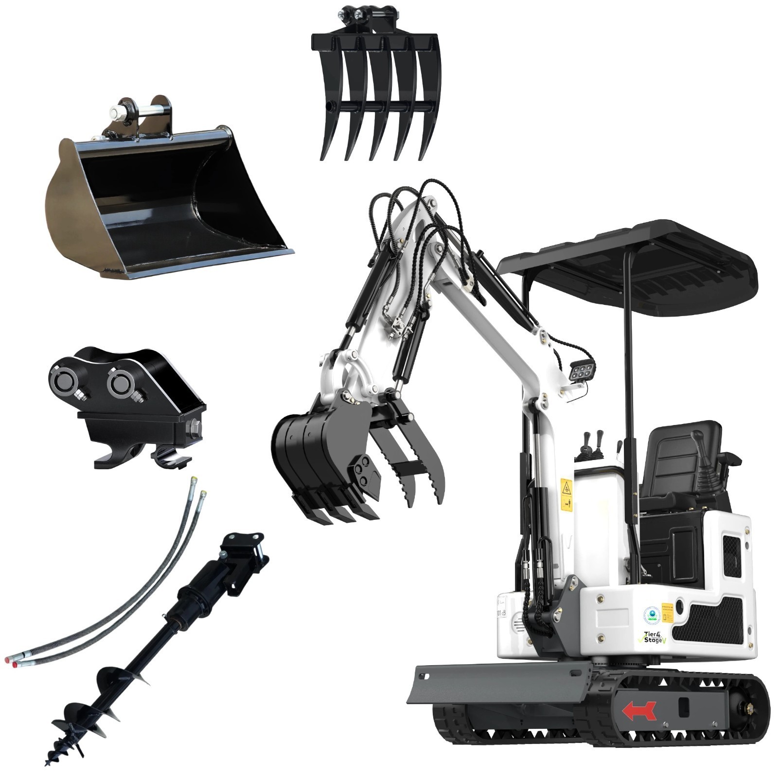 New Mini Excavator 1.4 Ton Tracked Digger 13.5HP B&S EPA Gas Engine Free Ship