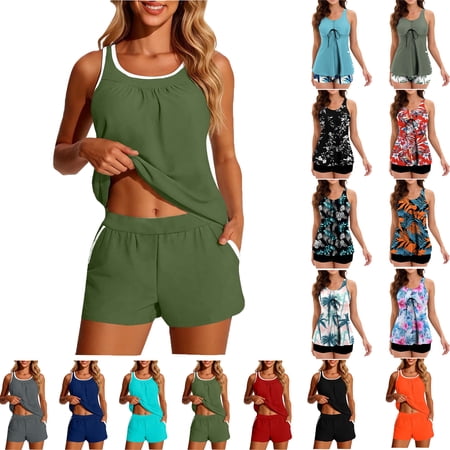 Womens Swimsuits Two Piece Swimsuits Tummy Control Swimwear Tankini Beachwear Swimdress