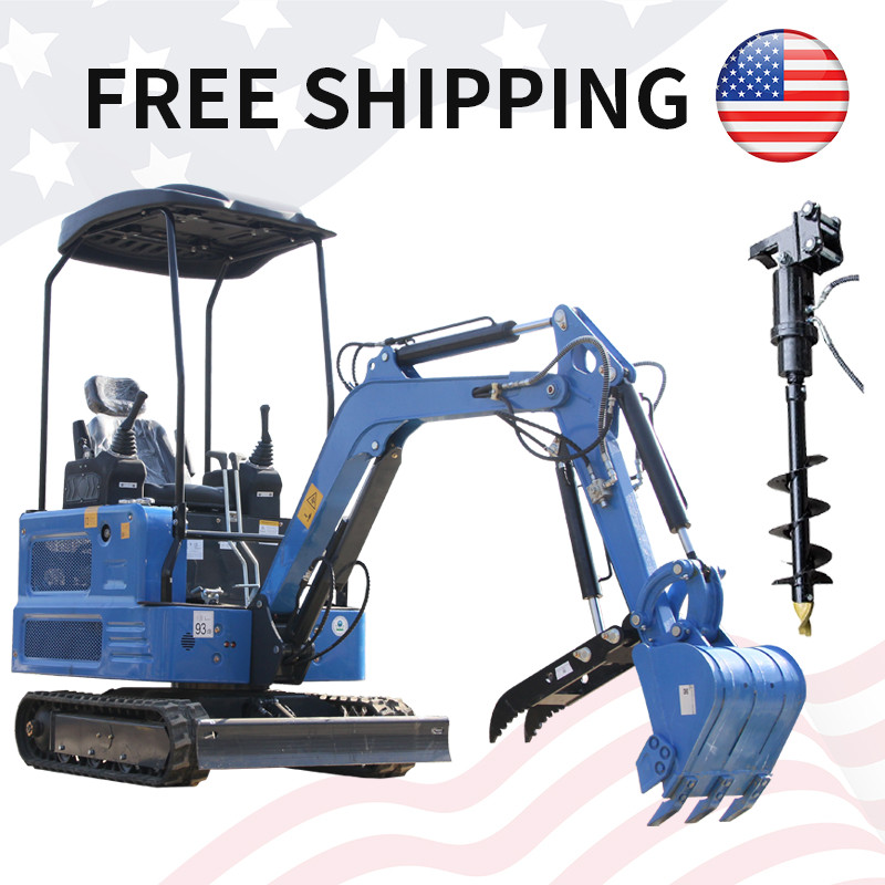 1.8 Ton Mini Excavator With Auger, Kubota Engine Hydraulic, Free Shipping