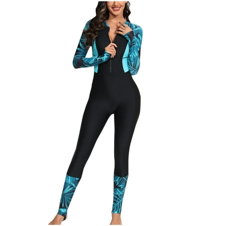 BUIgtTklOP Women’s Full Body Swimsuit Rash Guard One Piece Long Sleeve Long Leg Swimwear With Uv Sun Protection