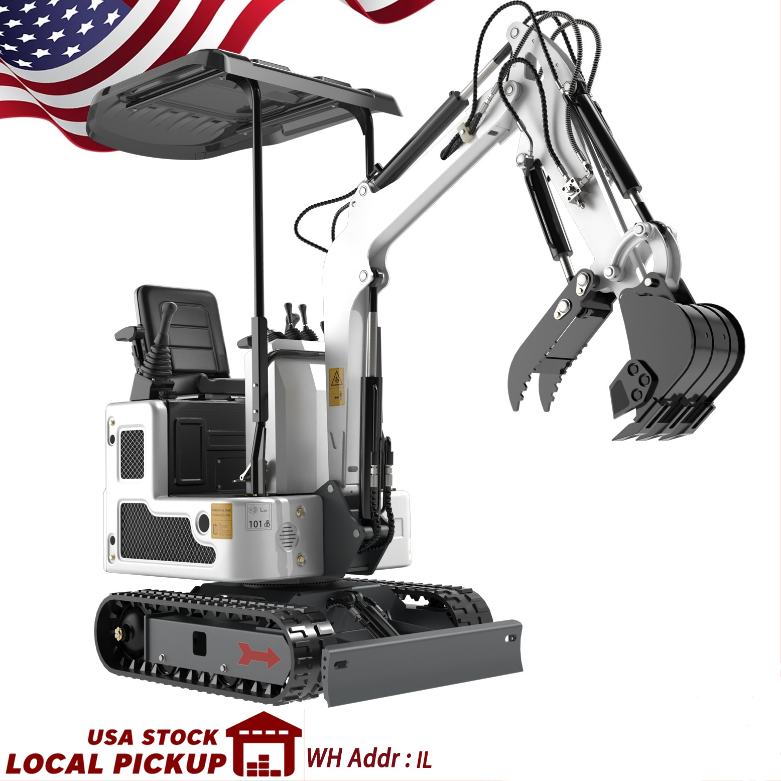 USA Stock, 2000lb Mini Excavator, Pilot Control System, Hydraulic Thumb Clip