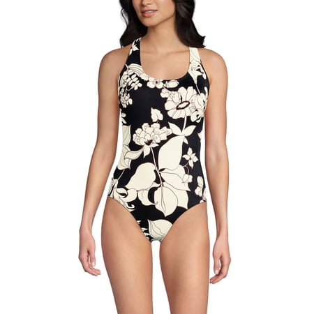 Lands’ End Women’s Long Tugless X-Back One Piece Swimsuit