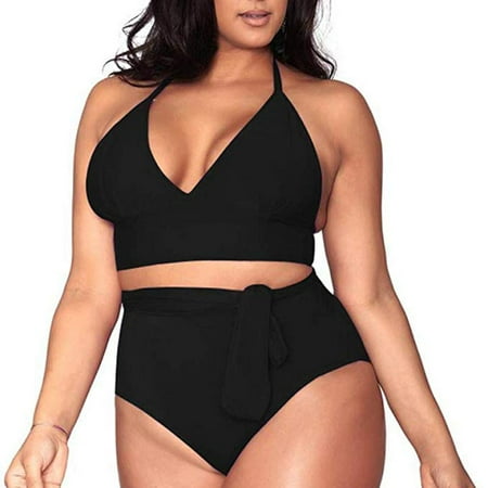 Danhjin Womens Plus Size Bikini High Waisted Swimsuits Two Piece Bathing Suits Tummy Control Swimwear on