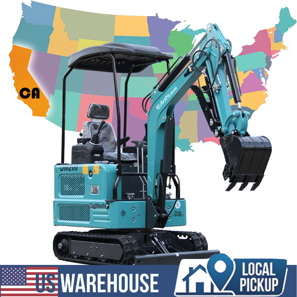 California Self-pickup 1.8Ton Mini Excavator KUBOTA Diesel Engine 2-cylinder