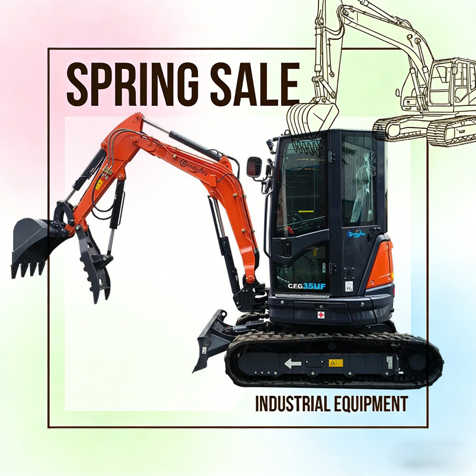 AGT 35UF 3.5-Ton Mini Excavator with Kubota Engine With Hydraulic Thumb