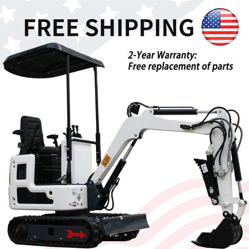 1 Ton Mini Excavator White Hydraulic System, B&S Engine, Free Shipping