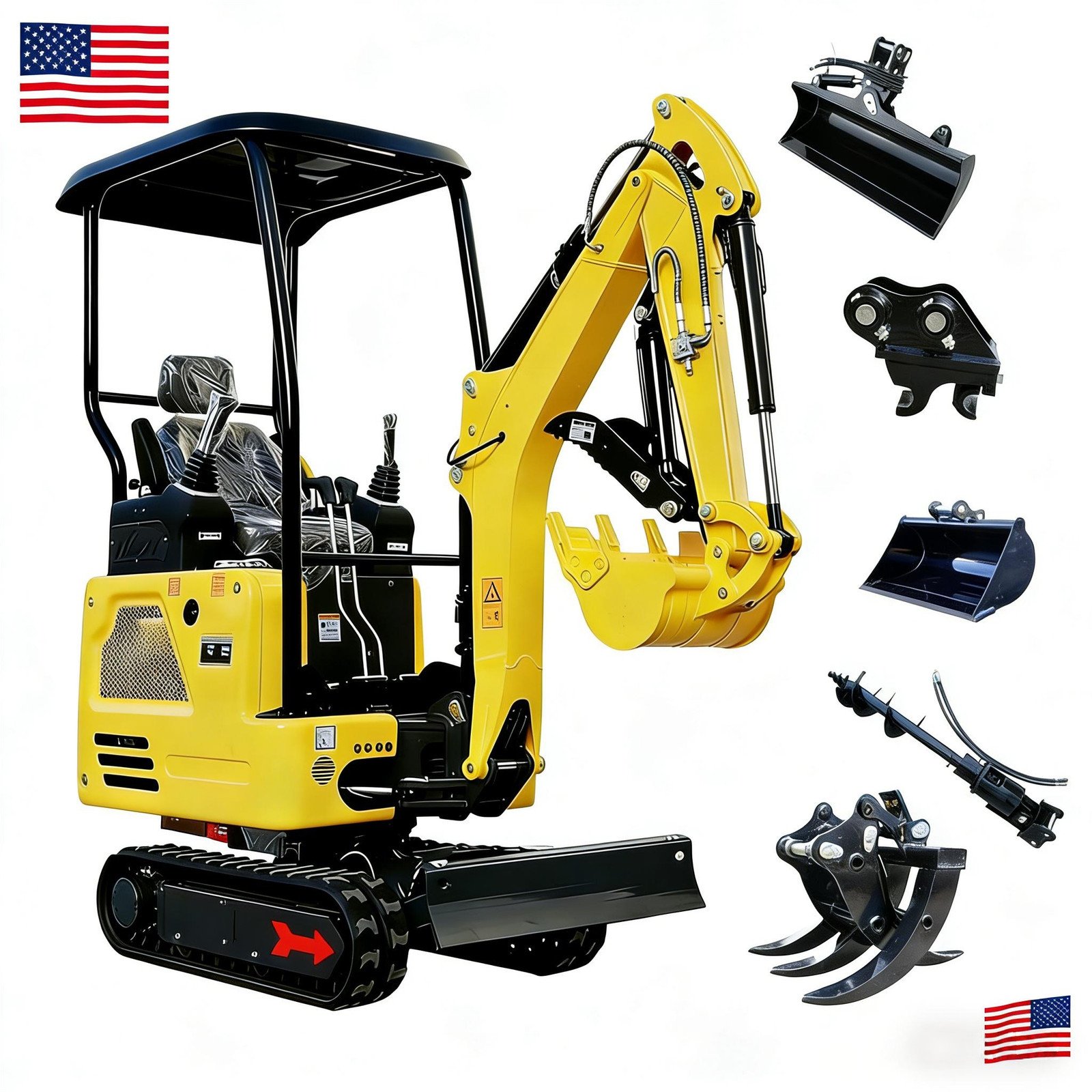 1.8Ton Mini Excavator Kubota Diesel Engine with Attachments Pilot Control USA