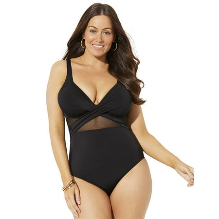 Swimsuits for All Women’s Cut Out Mesh Underwire One Piece Swimsuit