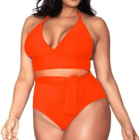 MPWEGNP Swimsuit Women Women’s Plus Size High Waisted Tummy Control Swimwear Full Coverage for Bikini Sets Orange