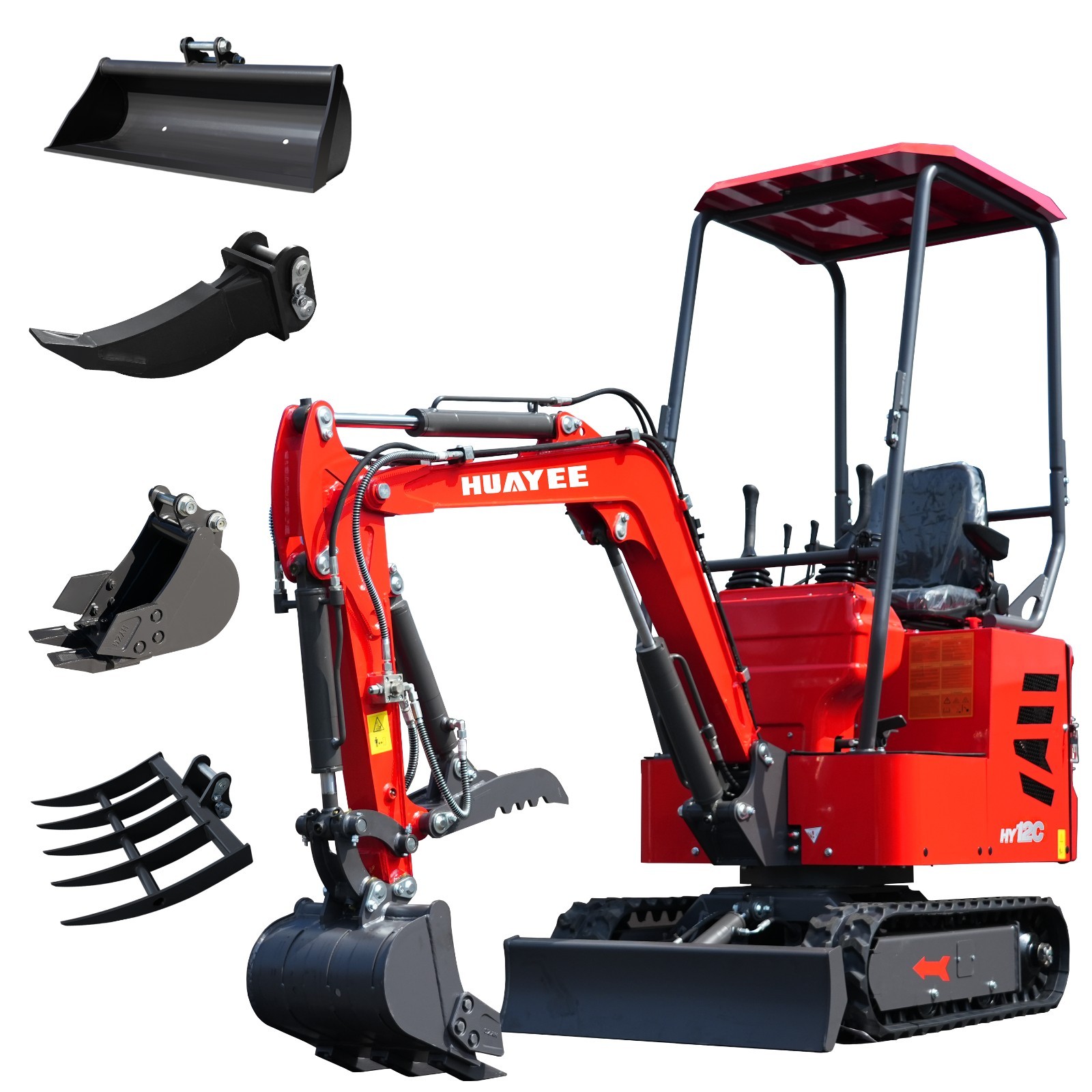 FREE SHIP Mini Excavator 1.2Ton 13.5hp Gas EPA Engine+Ripper+200/800Bucket+Rake