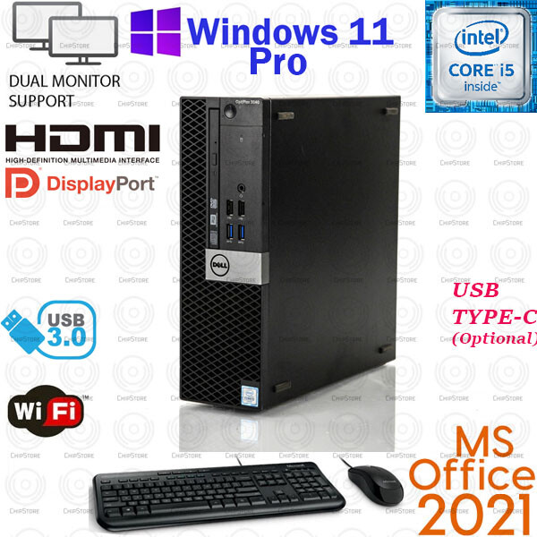 WINDOWS 11 PC Dell 3040 Desktop Computer PC DVD 8/16GB i5-6500 SSD USB-C