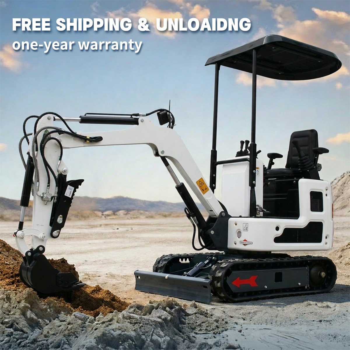 1 Ton Mini Excavator 13.5HP B&S Gas Engine, Hydraulic Thumb, Crawler Digger