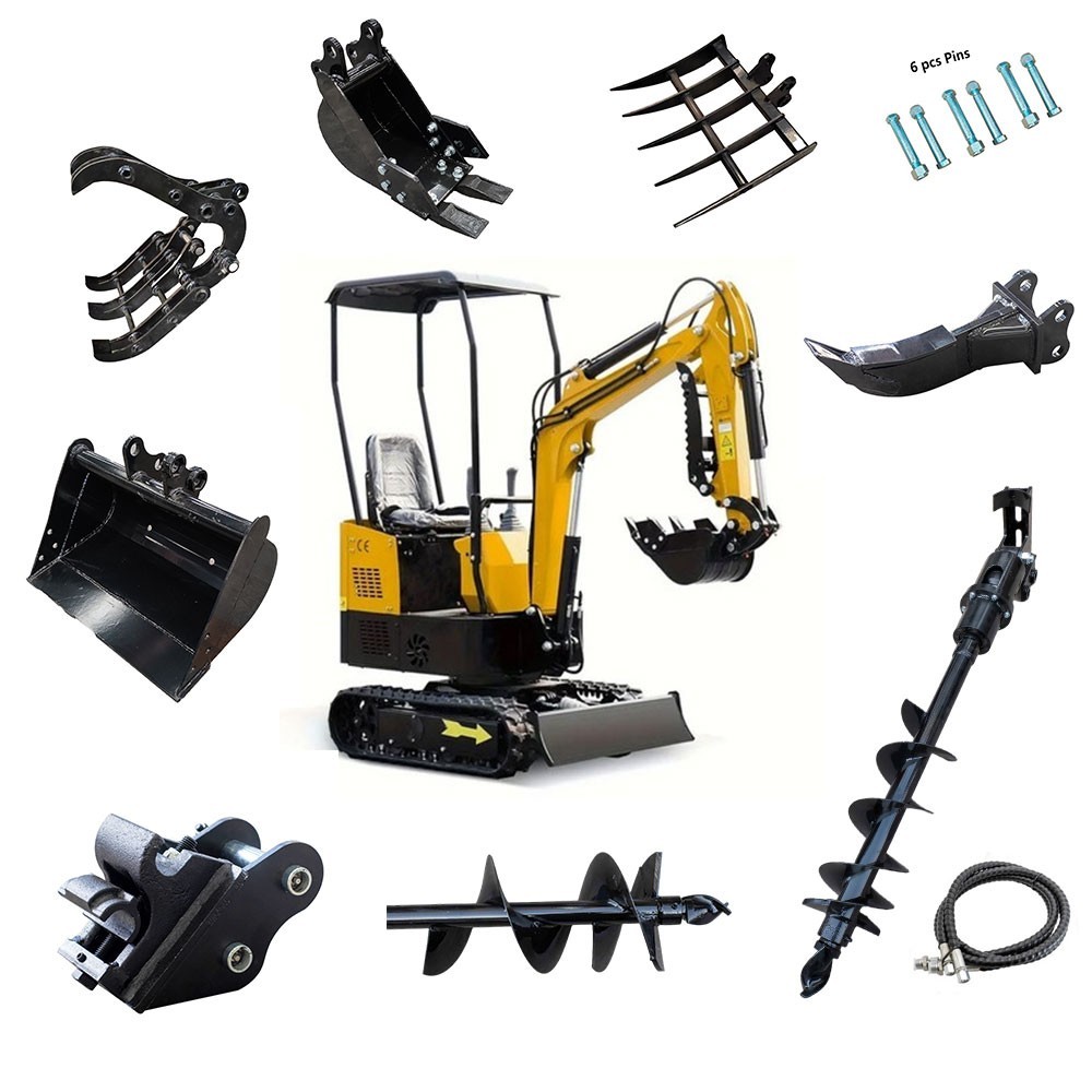 Free Ship New 13.5HP Canopy Mini Hydraulic Excavator with 8Pcs Attachments Set