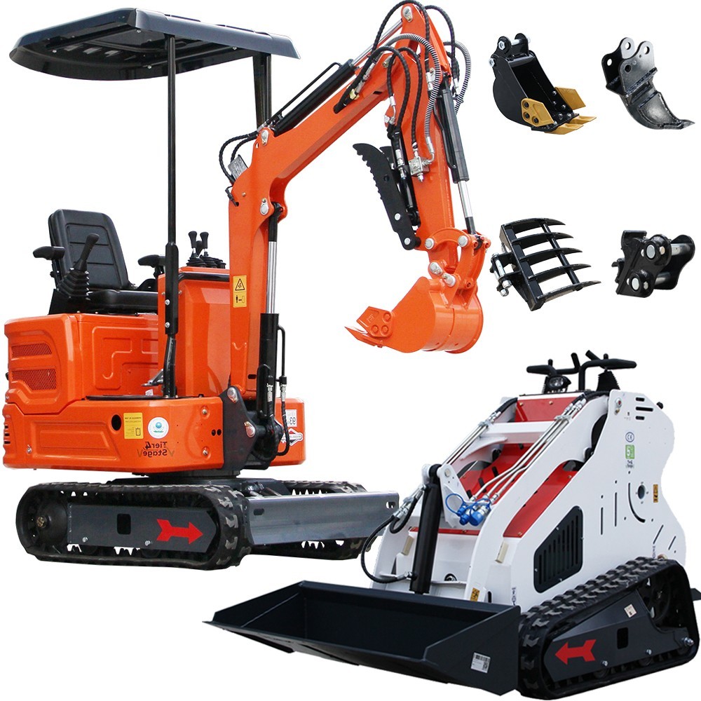 FREE SHIPPING 1Ton 13.5HP B&S Mini Excavator Small Digger & Skid Steer Loader