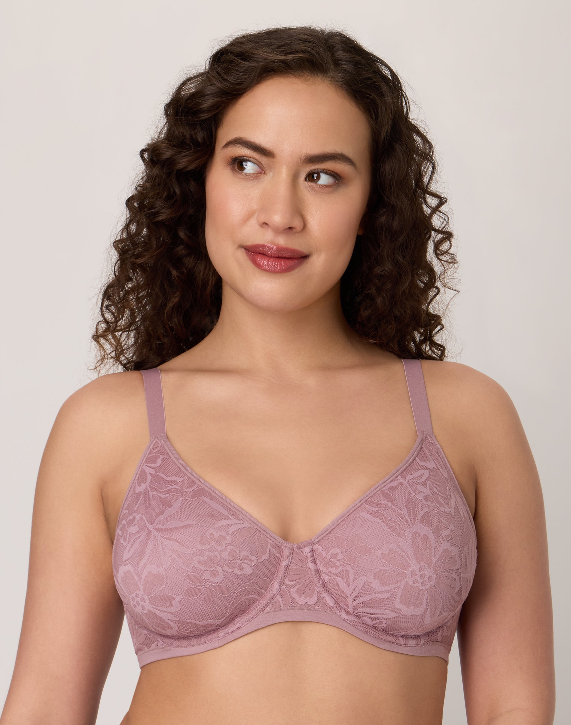 Bali Breathe Cotton Modal Lace Underwire Bra Smokey Purple Mauve 40C Women’s
