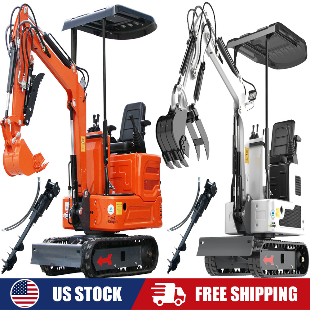 1 Ton Mini Excavator with B&S EPA Engine & 300mm Auger, Machine Color Choices