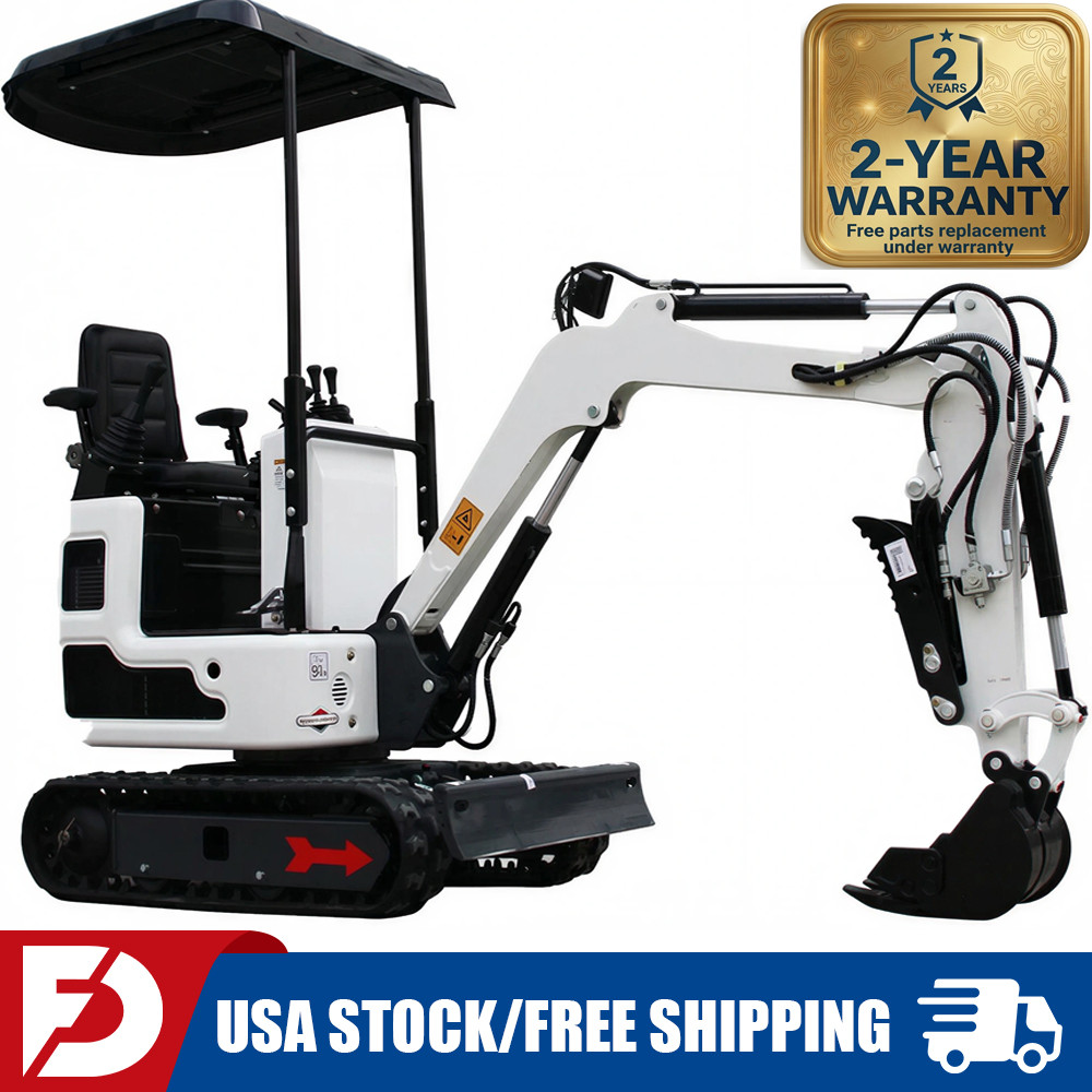 1 Ton Mini Excavator Track Digger with B&S Gas Engine Hydraulic Thumb Clamp