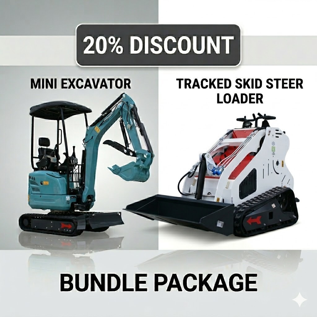 1.4 ton mini excavator  + Skirt Steer Loader B&S Gasoline Engine 1 Year Warranty
