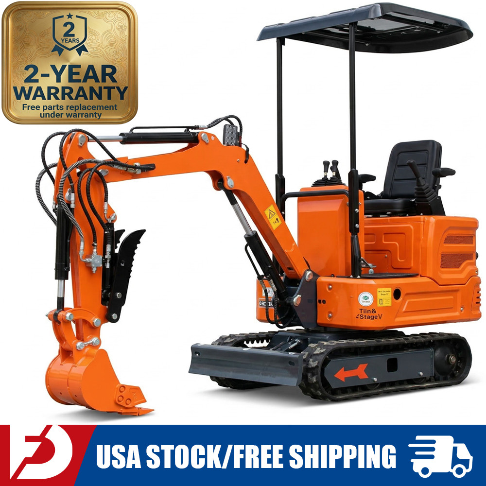 1 Ton Mini Excavator 13.5HP B&S Gas Engine Crawler Digger with Hydraulic Thumb