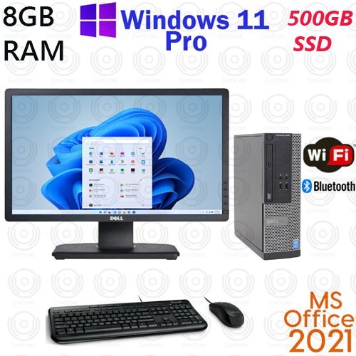 Windows 11 Dell i5 3.2 ghz 8GB RAM 500GB SSD 20″ LCD WiFi Desktop Computer PC