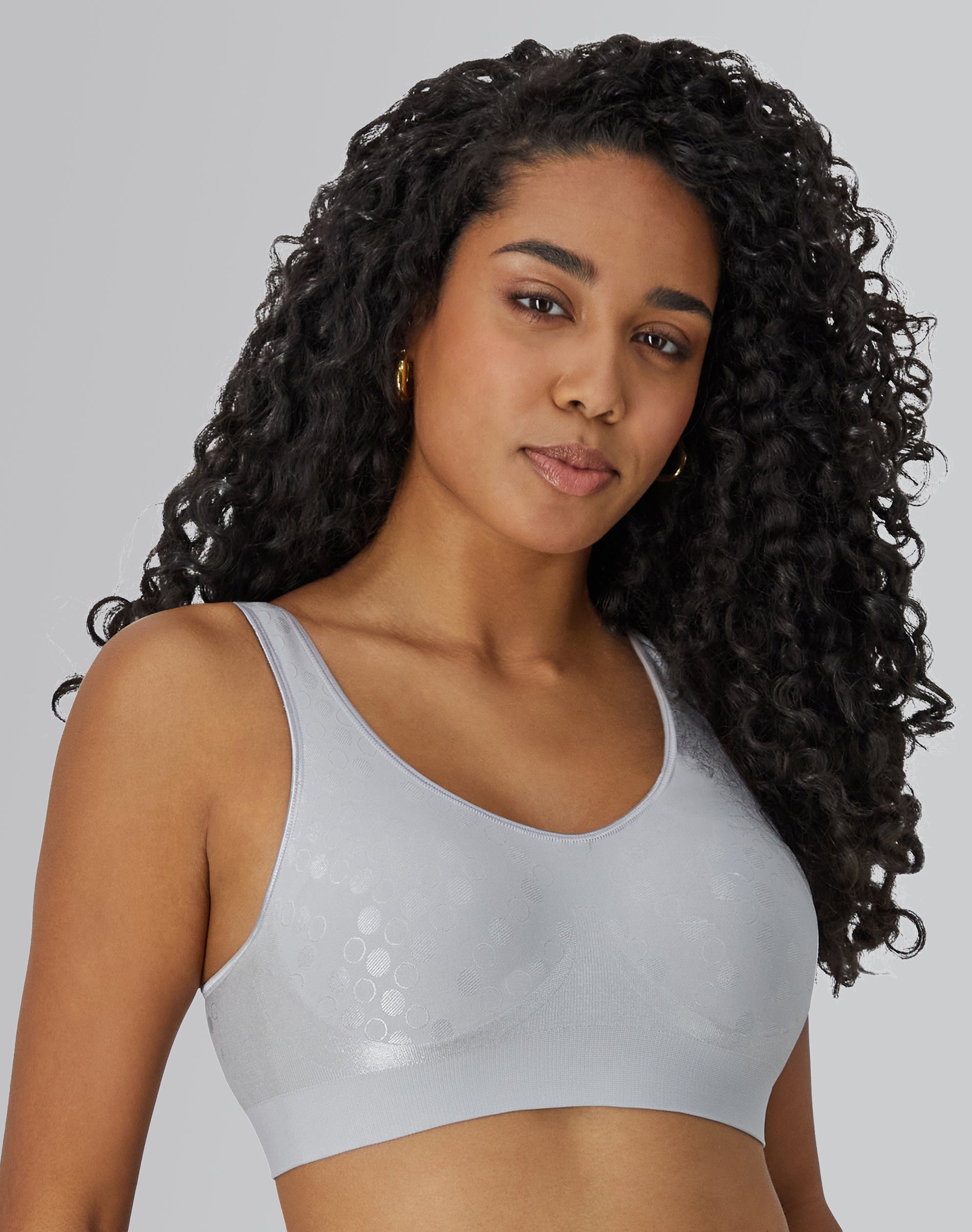 Bali Comfort Revolution ComfortFlex Fit Shaping Wireless Bra Crystal Grey Dot L Women’s