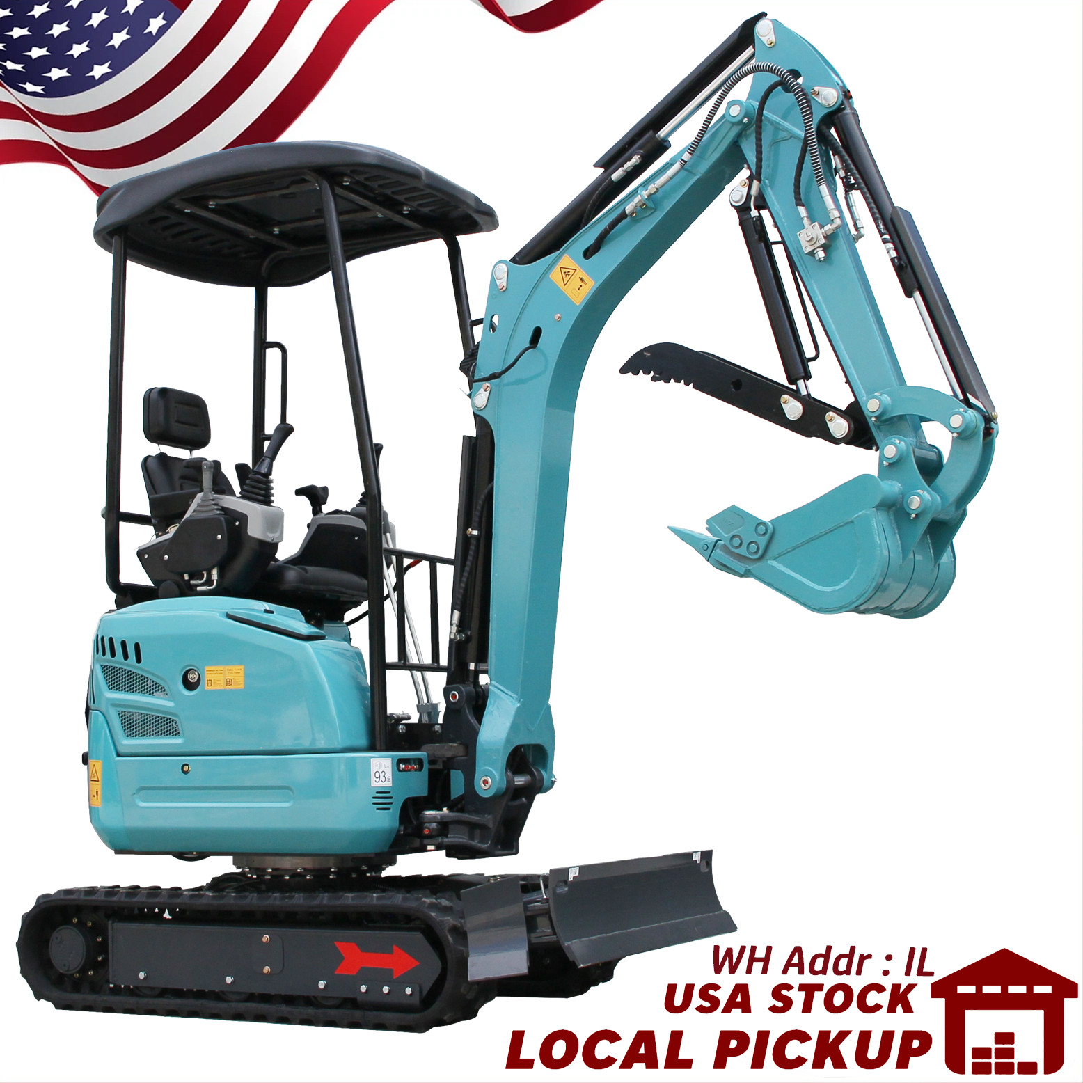 Kubota Engine 2.5 T Mini Excavator, Hydraulic System, Pilot Control, USA Stock