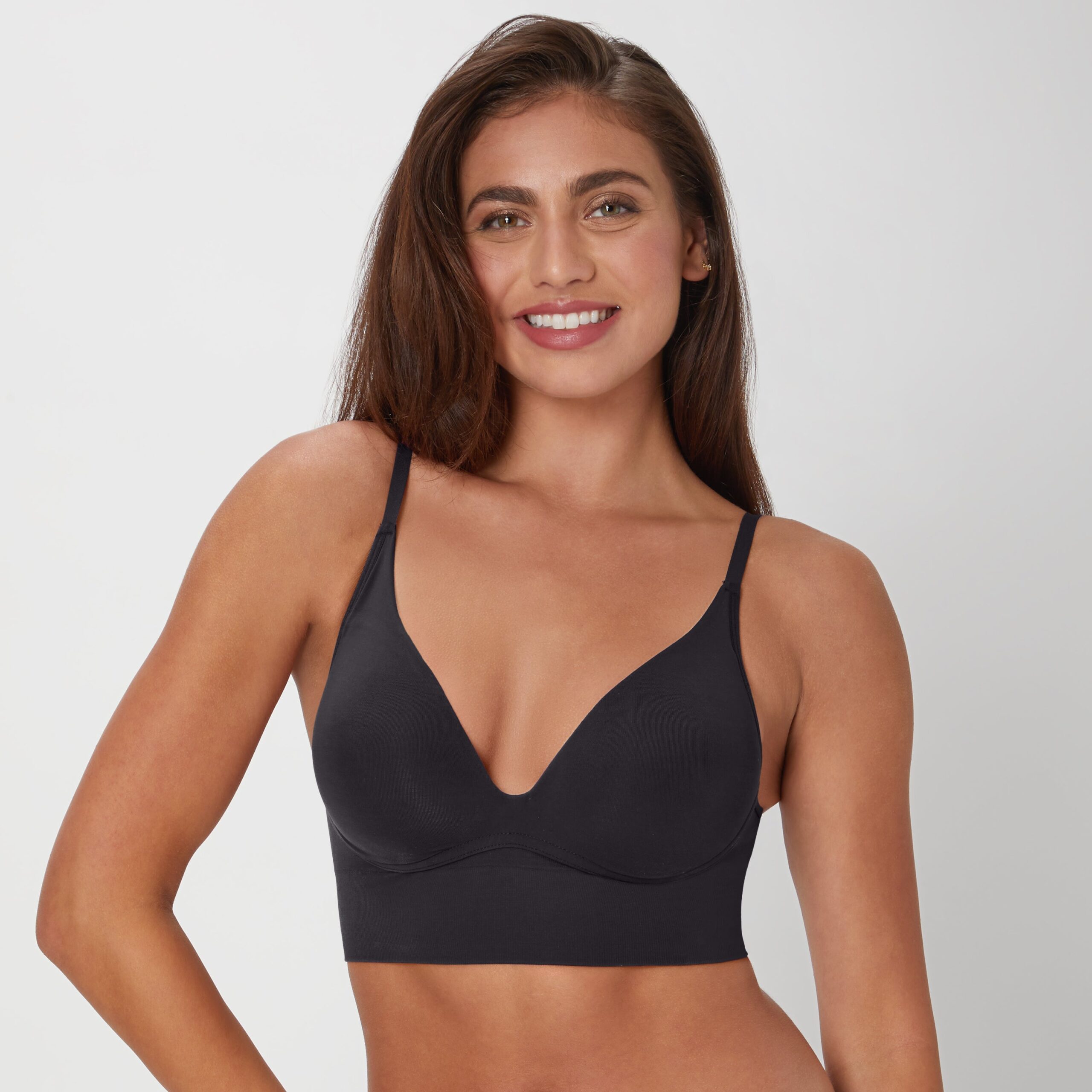 Maidenform M Seamless Push-Up Bra, Convertible Longline Bralette (Plus Size Available) Black XL Women’s
