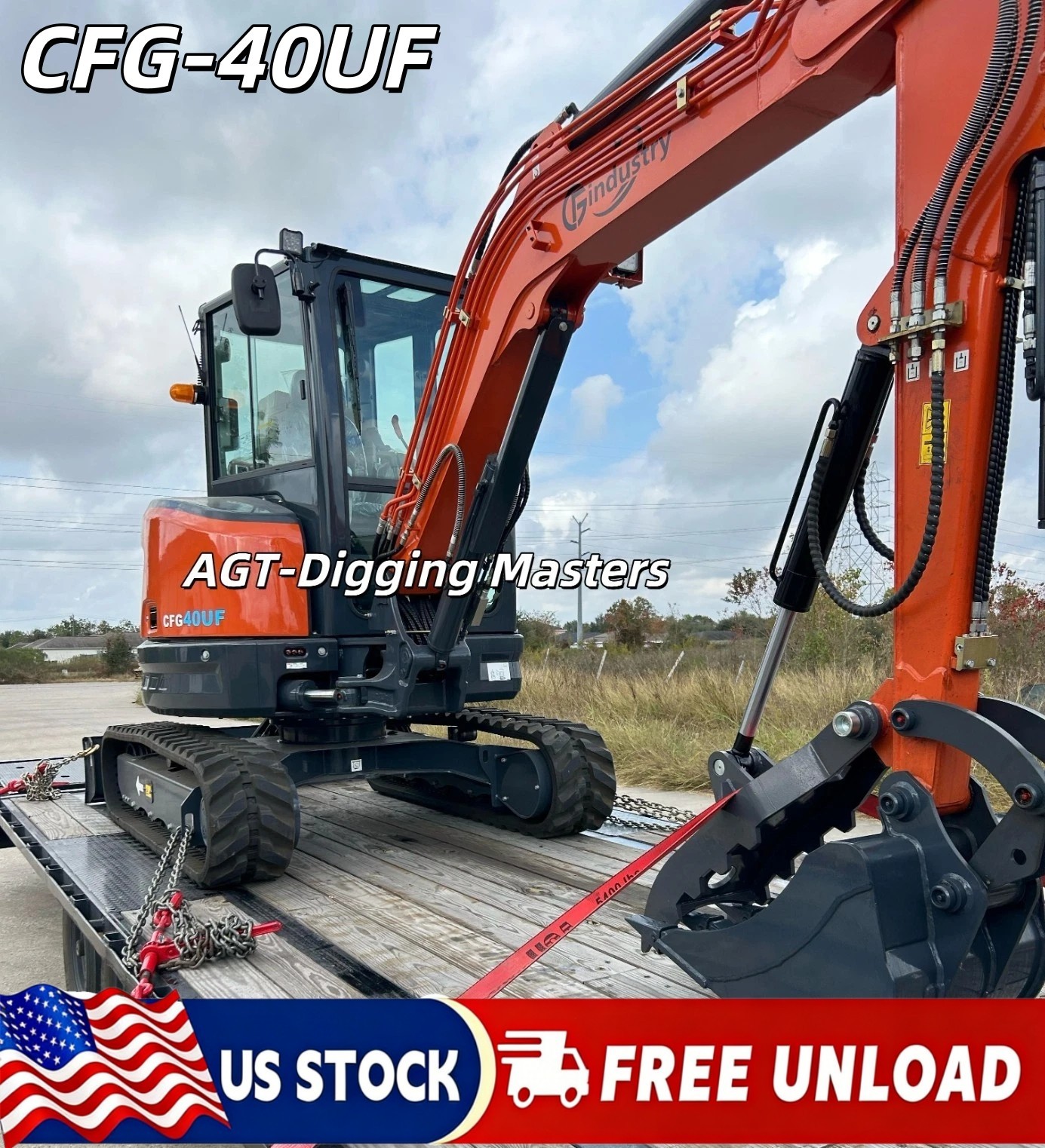 8487lbs CFG 40UF SWE 35UF Mini Excavator 25HP Kubota Engine Air Conditioner AC