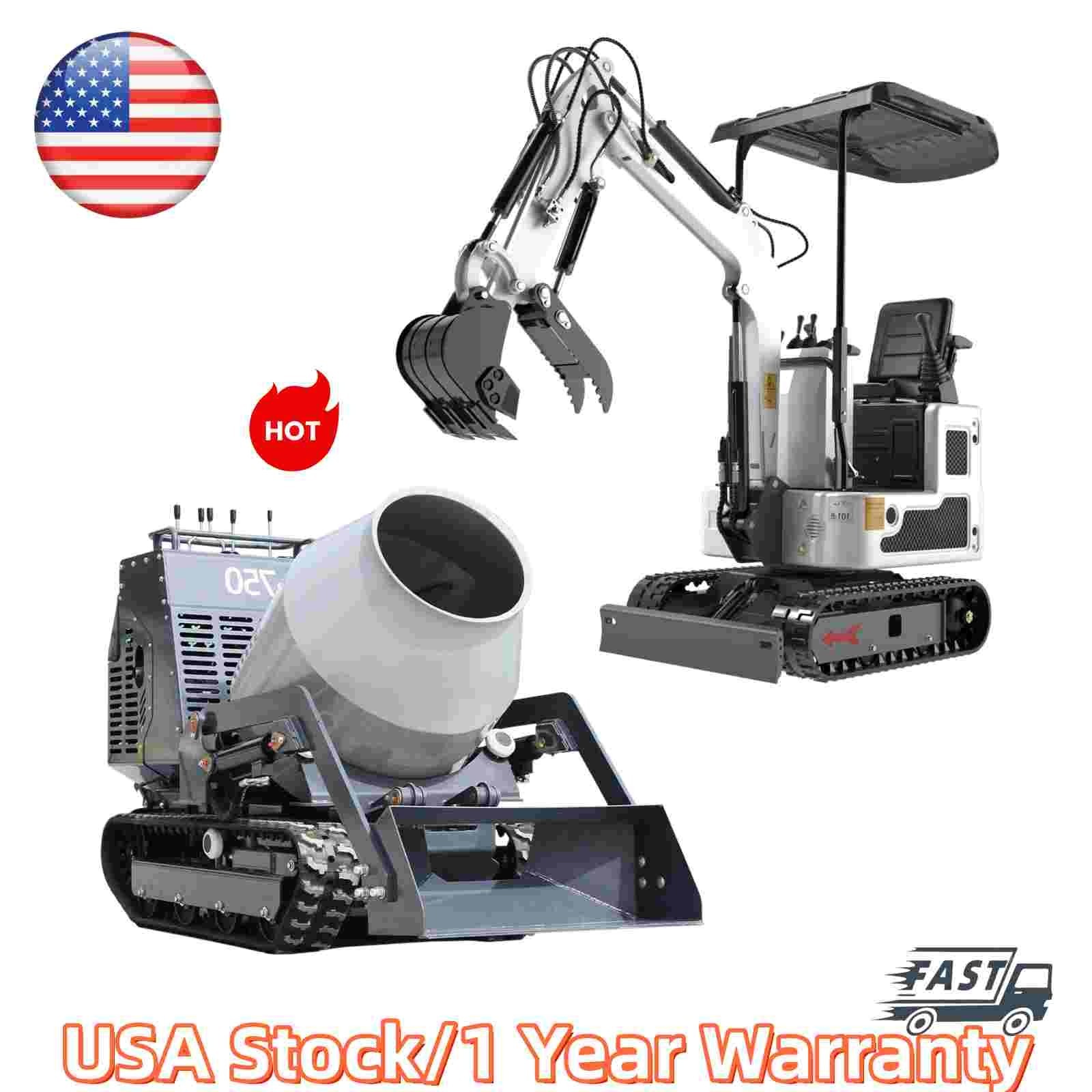 2000lb /1 Ton Mini Excavator Pilot Controln B&S Gas Tracked Concrete Mixer Truck