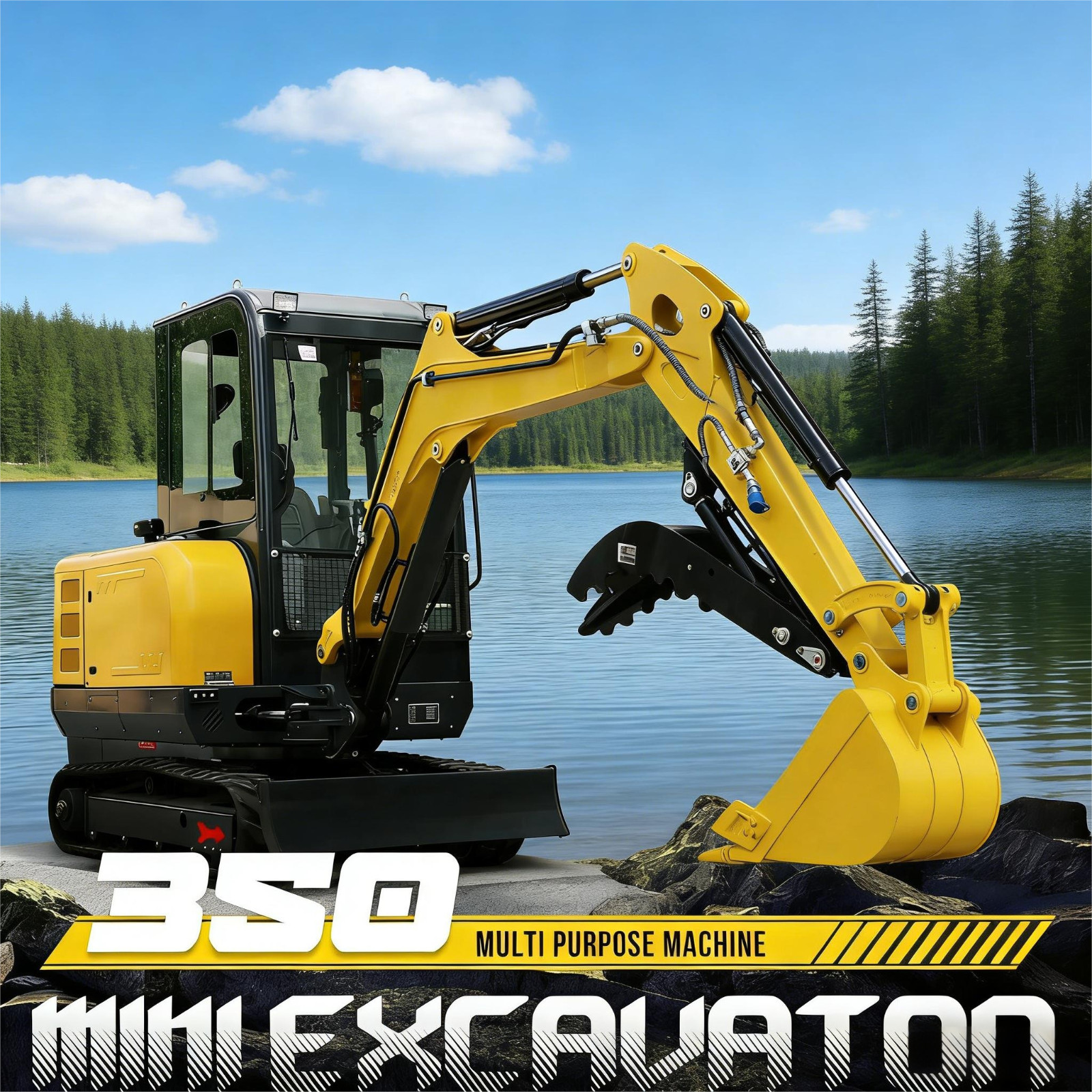 3.5-ton Kubota tracked excavator -25 hp V1505 Hydraulic thumb clamp pilot system