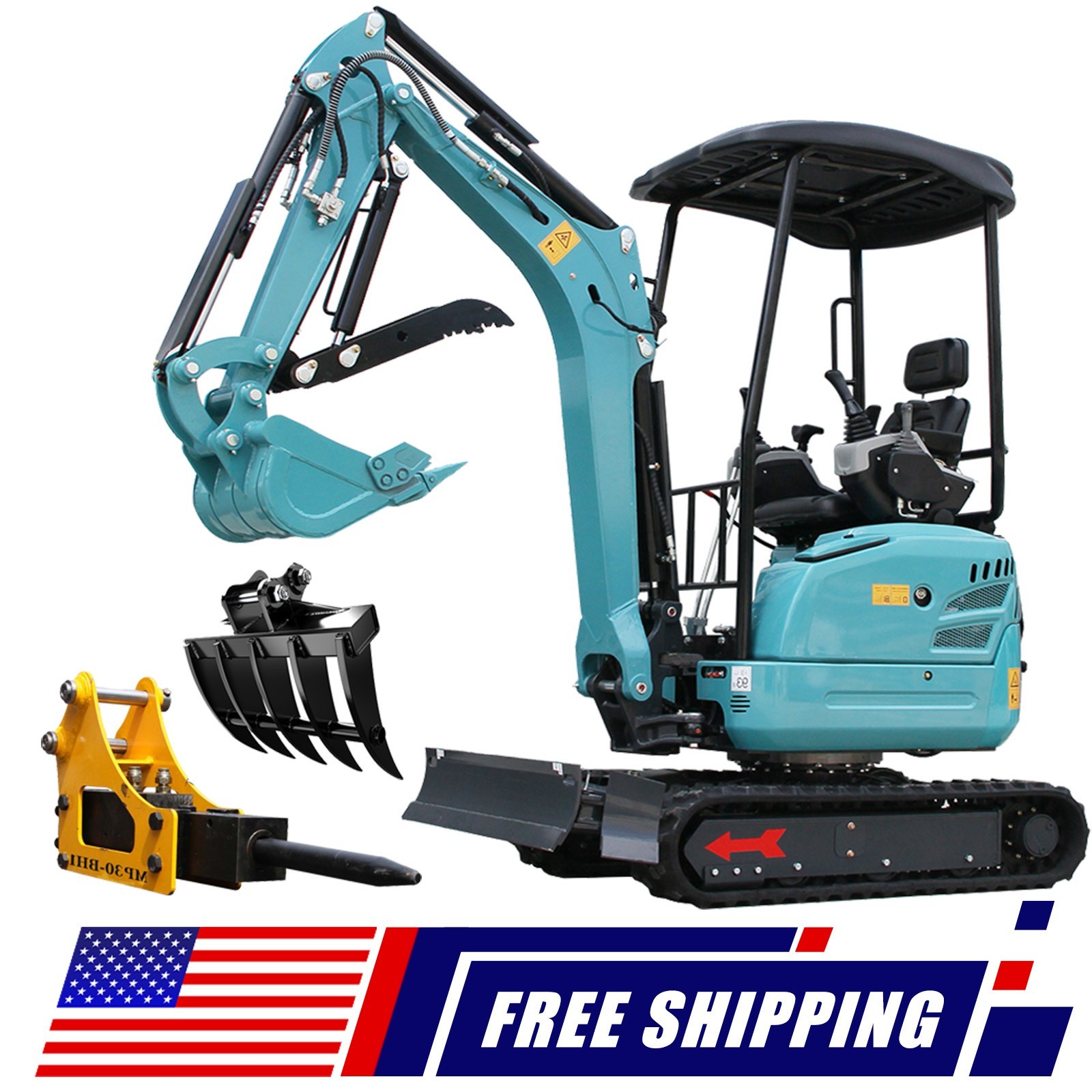 2.5Ton Mini Excavator KUBOTA Diesel Expansion Tracks Side Swing Pilot Attachment