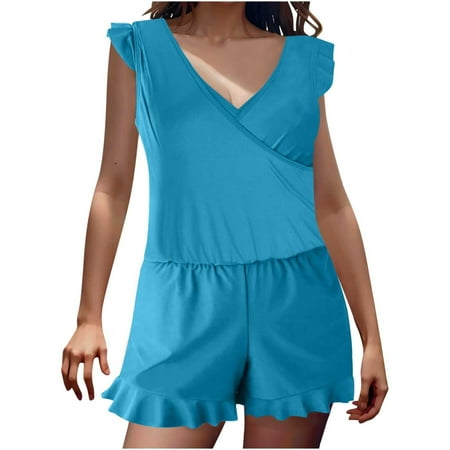 Women’s Tummy Control Swimsuits Slimming One Piece Bathing Suit Ruffle Wrap V Neck Built-in Bra Swimwear with Pocket