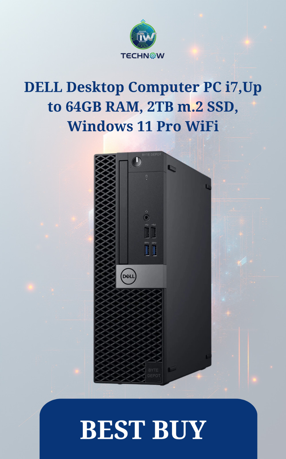 DELL Desktop Computer PC i7,Up to 64GB RAM, 2TB m.2 SSD,  Windows 11 Pro, WiFi