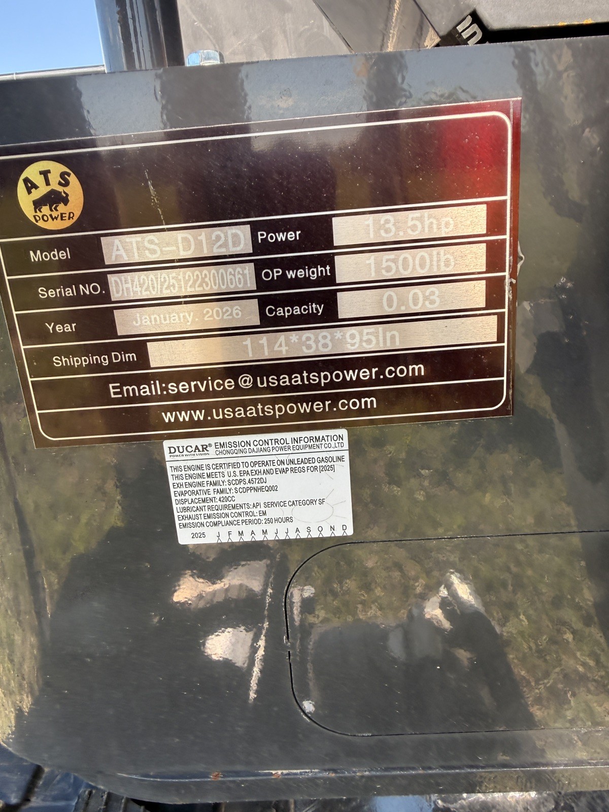 ATS Power ATS-D12D Mini Excavator 2026 13.5hp Under 3,000 lbs