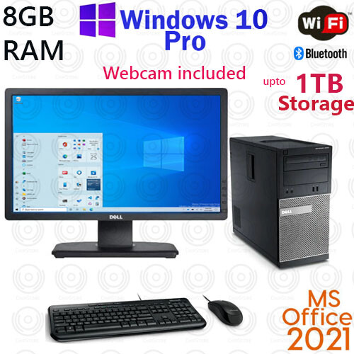 Dell Desktop Computer PC Dual Core 8GB RAM WiFi Win10 | 24″| Monitor | Office 19