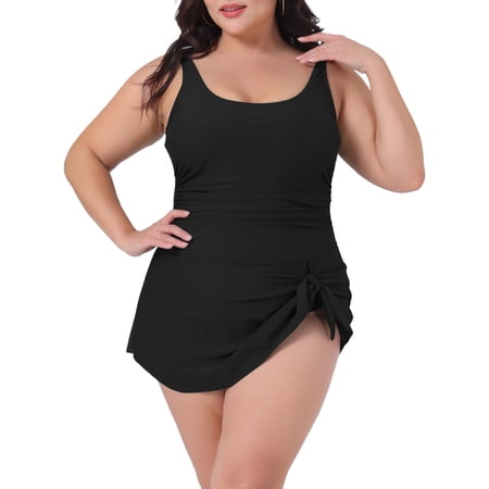 DARING DIVA Plus Size Swimdress Swimsuits for Women with Tummy Control 4X Black