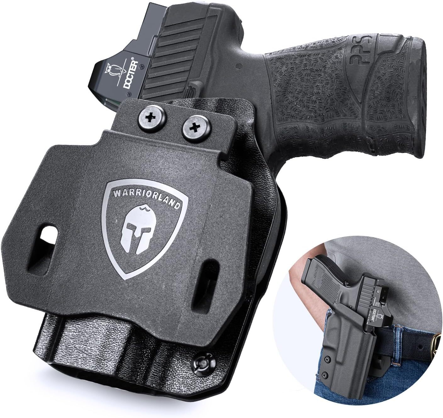 Walther PPS M2 Holster,OWB Kydex Made Optics Cut:Walther PPS M2 Pistol RightHand