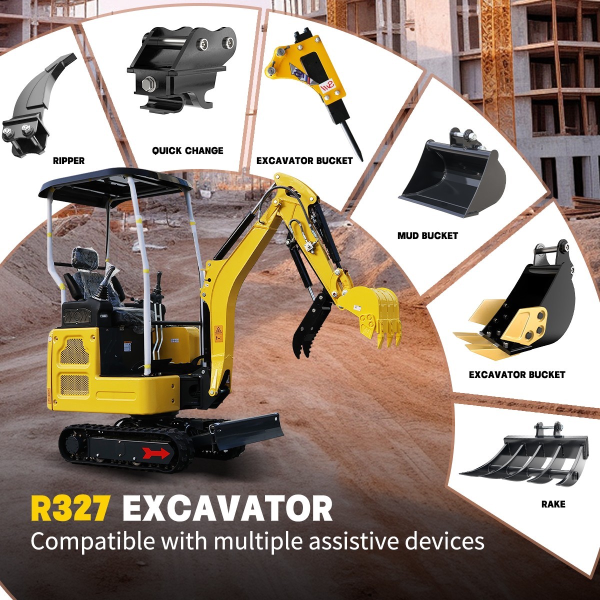 1.8T Mini Excavator Kubota D722 Diesel Engine, Side Swing & Extendable Tracks