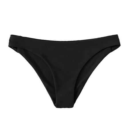 Women Bikinis Bottoms High Cut Swimsuit Bottom Solid Color Mid Waist Swim Bottoms Bathing Suits Beachwear