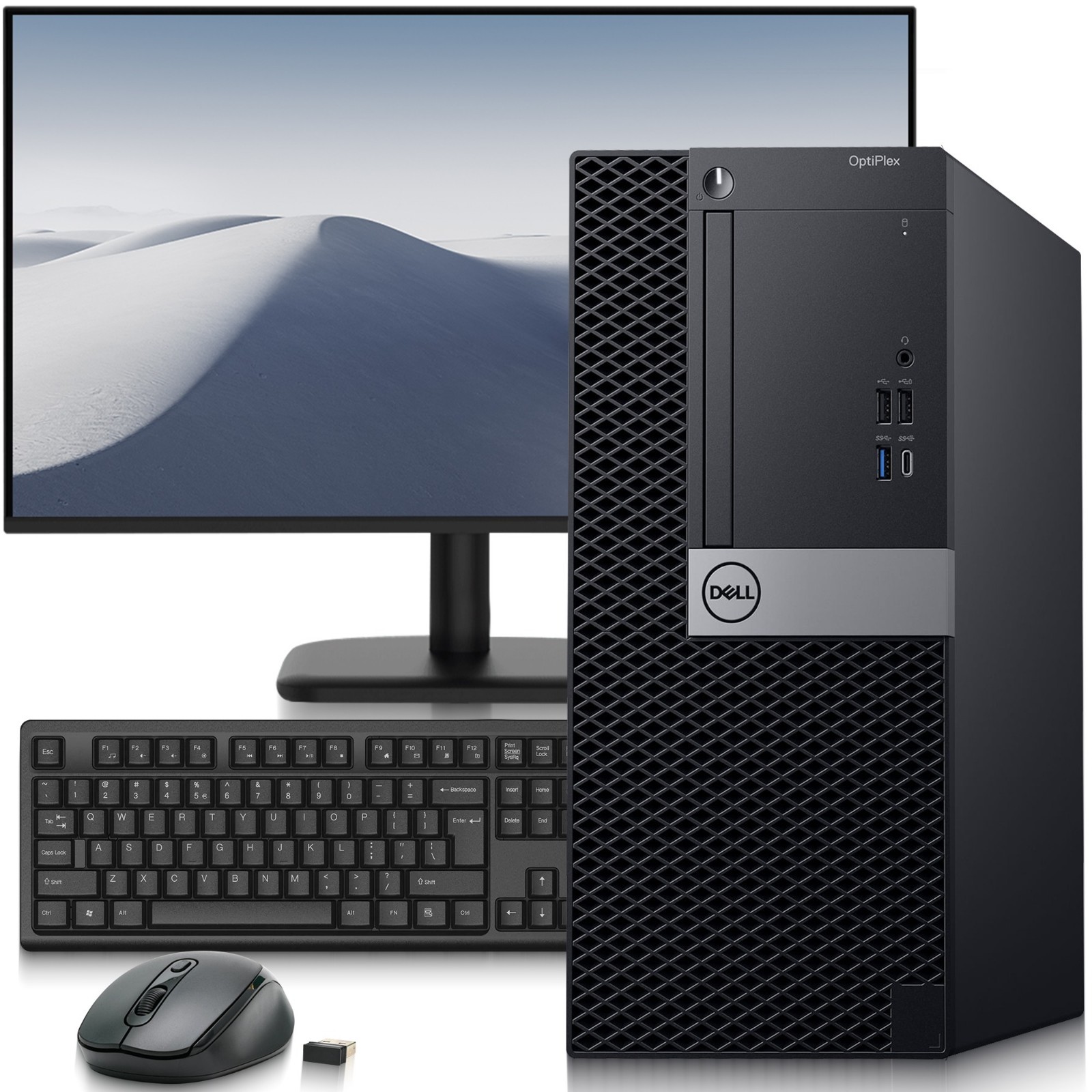 Dell 7070 Mini Tower i5-9th, 8GB RAM 256GB SSD 24″ LED Wireless K&M Wi-Fi Win 11