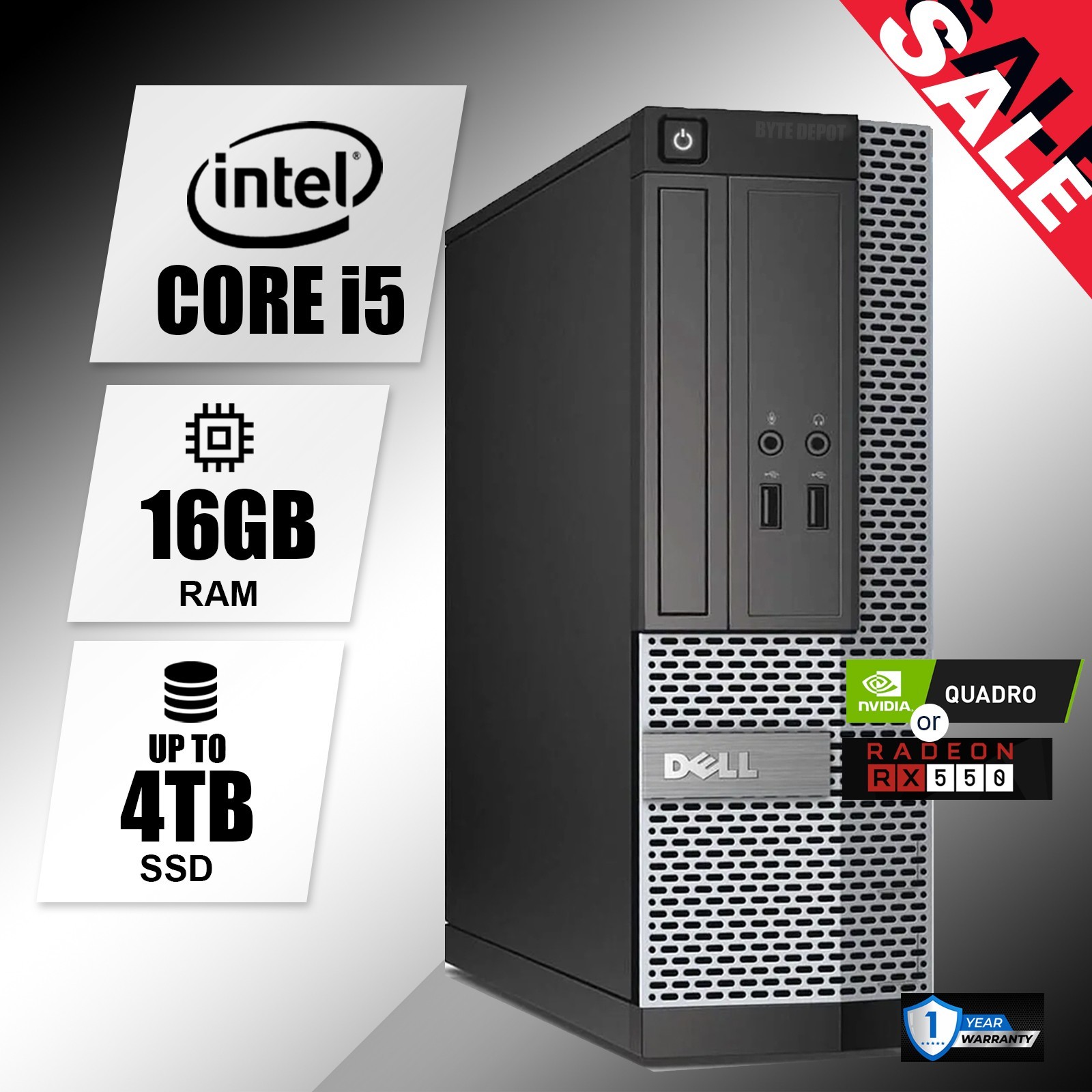 DELL Desktop Computer PC i5, 16GB RAM, Up to 4TB SSD, Windows 11, WiFi, DVD-RW