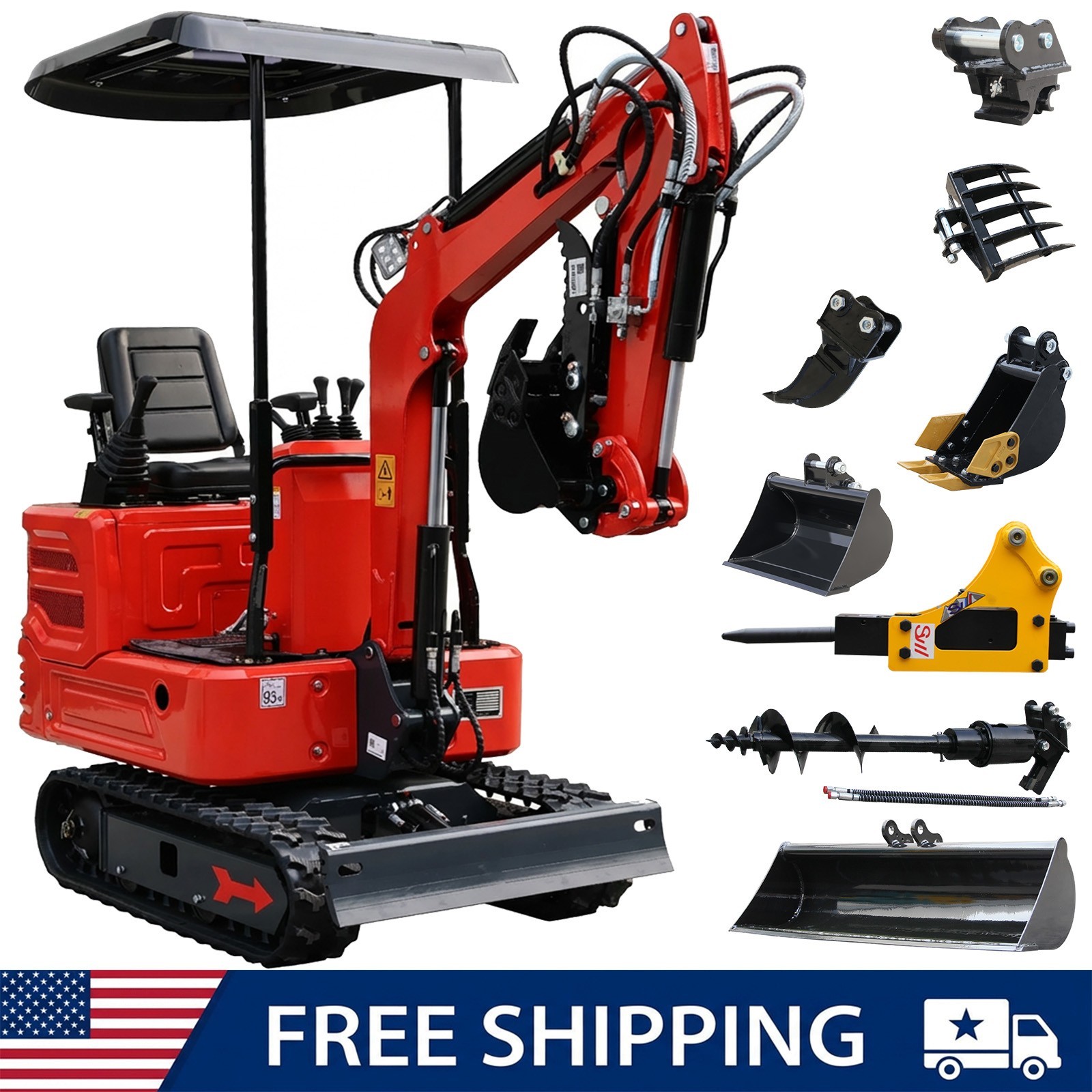 FREE SHIP 1.4Ton Diesel Mini Excavator Kubota Crawler Digger with 8 Attachment