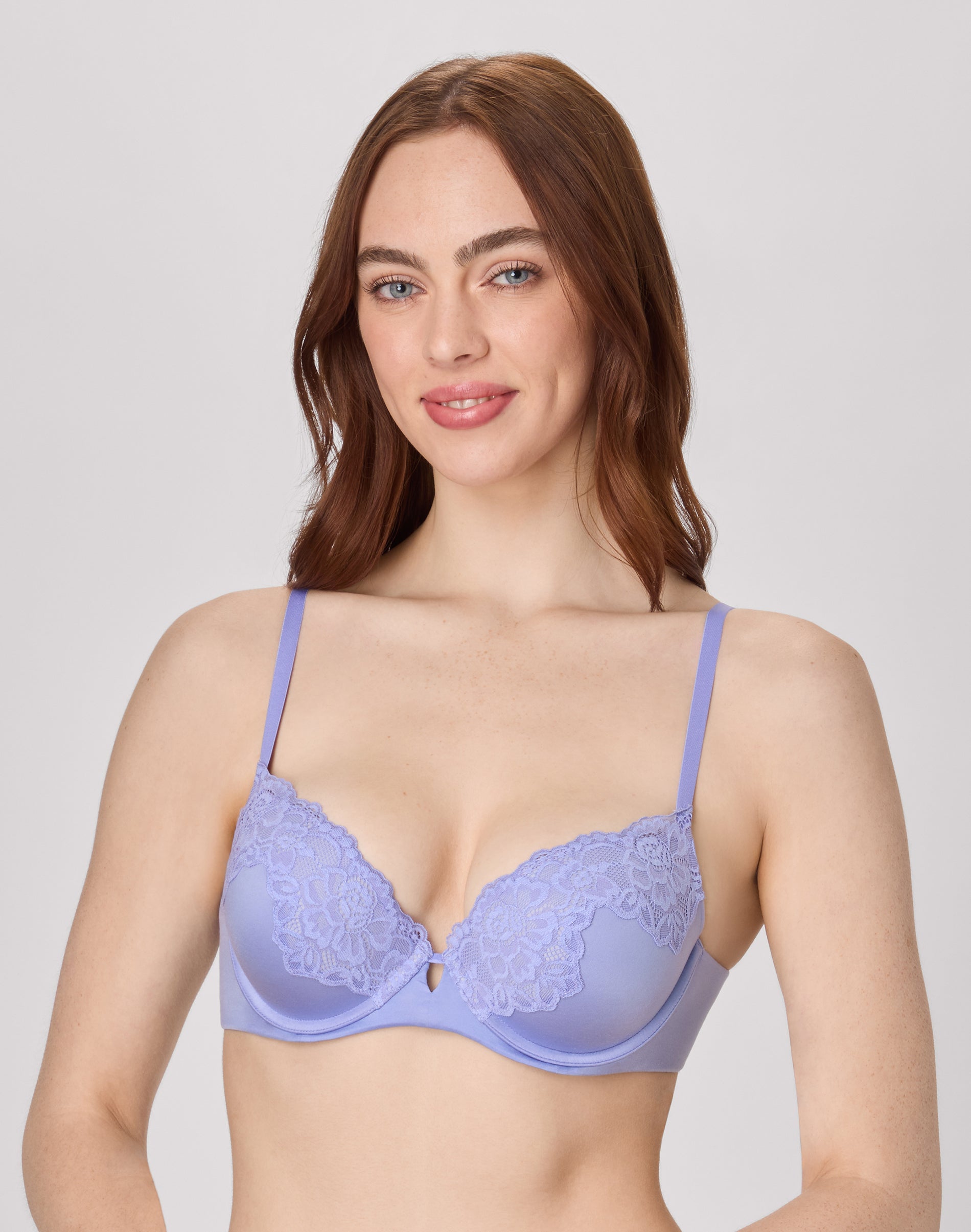 Maidenform Comfort Devotion Your Lift Underwire Bra, Convertible Straps Blue Beyond W/ Lavender Moon 40C Women’s